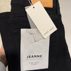 Dear John Jeanne High Rise Cropped Flare Jeans Black